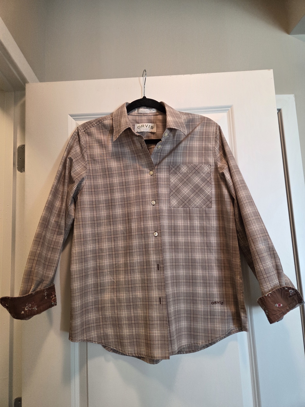 Orvis Women’s Plaid Cotton Button Down Shirt Size 10